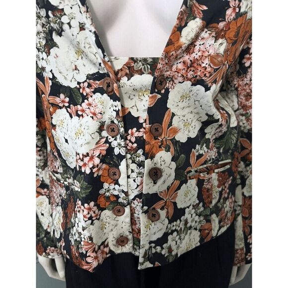 Valentine Gauthier Paris Womens Small Floral Blazer Unique Tab Button Closure - Picture 2 of 9
